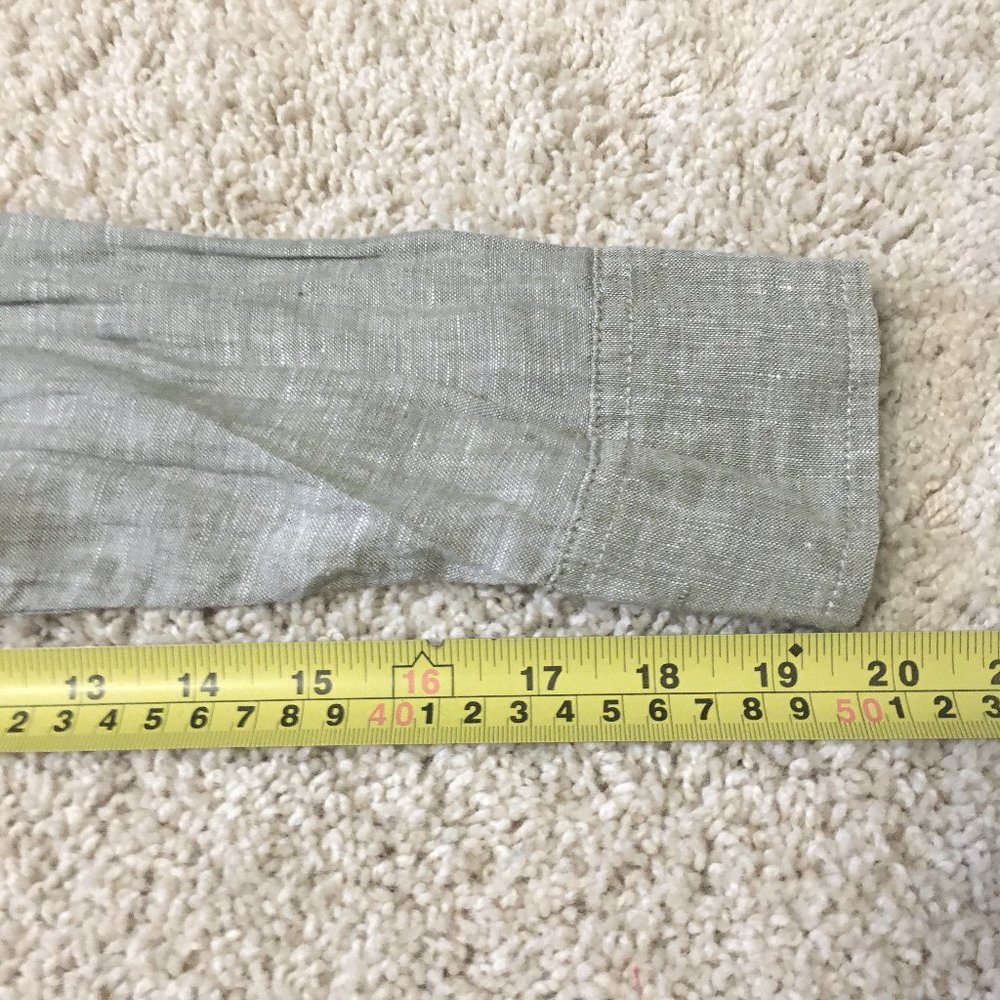 100% Linen Neutral Beige Button Down Utility Shirt Oversized XS Coastal Joe Fres - Picture 11 of 13